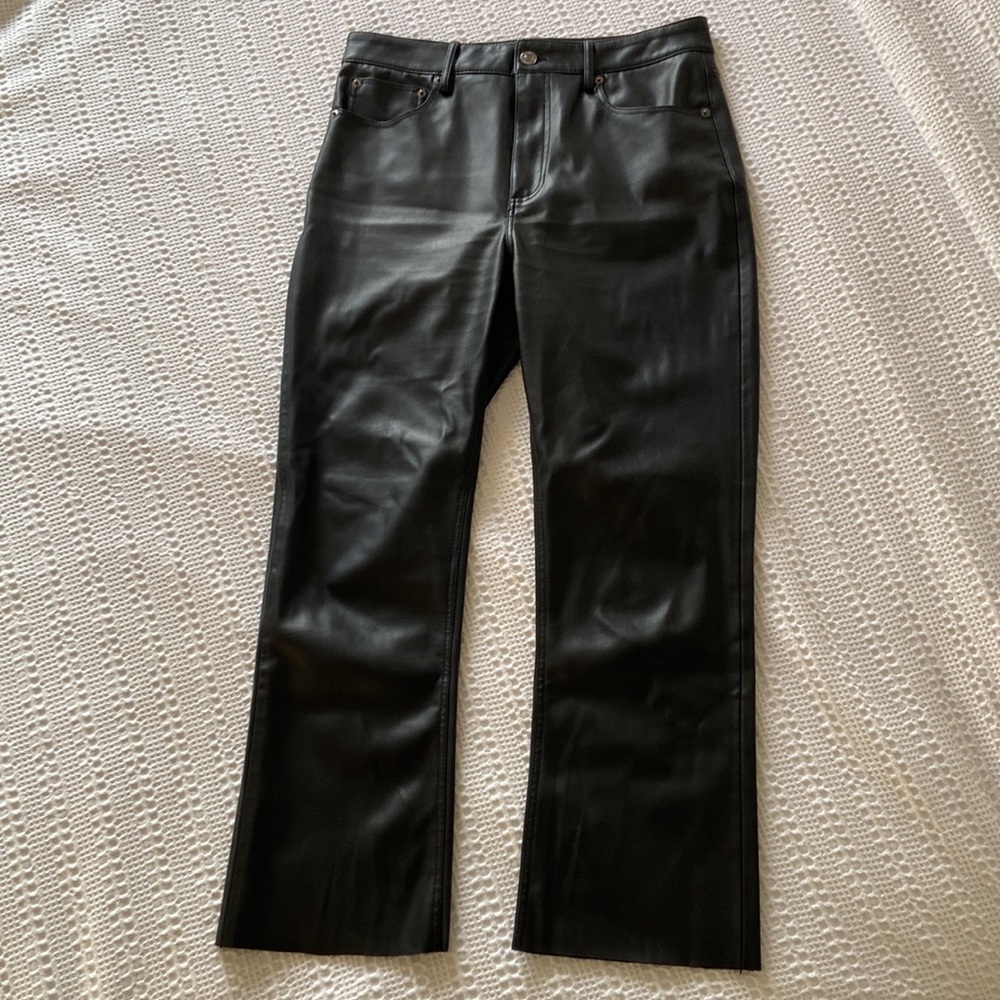Zara black faux leather ankle pants